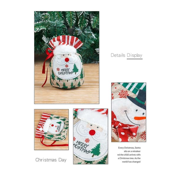 Jultomte Snögubbe Presentpåse Godispåse Julafton Äppelpåse Förvaringsväska