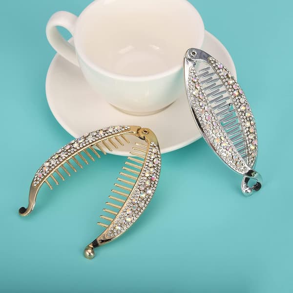 Strass galvanisering fiskklämmor 2 stycken (guld + silver) Medium