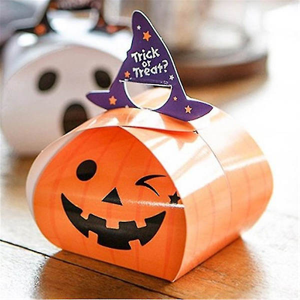 50 st Halloween godisaskar Papperspresentask Pumpa Spöke Godispåsar Trick Or Tre