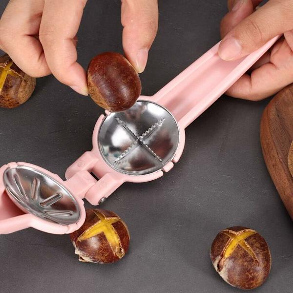 Kastanje Tang, Kastanjetang, Kastanjeskærer, Rustfrit Stål, Nøddeknuser, Hasselnødder, Kastanjetang, Kastanieåbner, Pink