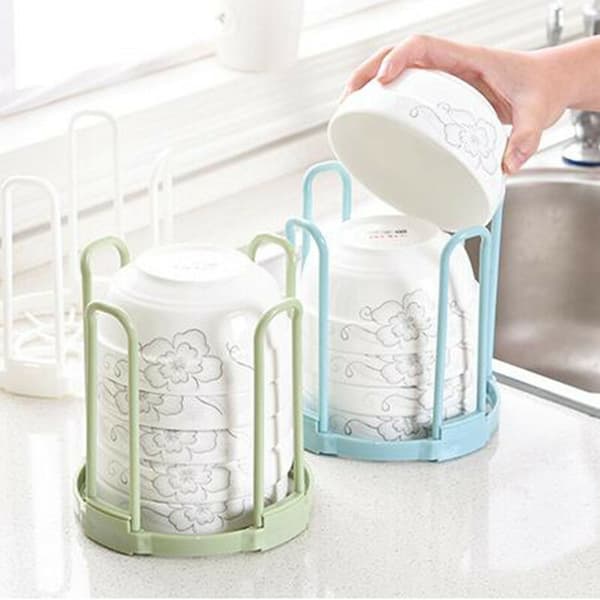 Kök diskställ diskställ Kreativt flerskikts risskålsförvaringsställ Fällbart plastförvaringsställ Grönt diskställ