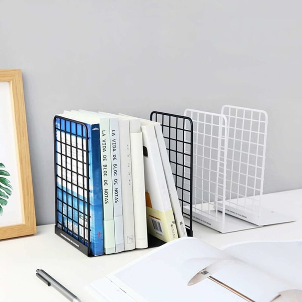 Metal bogstøtter, 1 par moderne geometrisk design bogstøtter, store kraftige køkken bogstøtter, sort