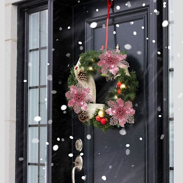 24 st julblommor dekoration, julgransprydnader glitter julstjärna, konstgjorda blommor julstyle6Pink