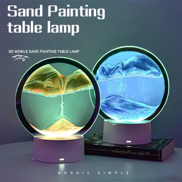 2st/ set 3D flytande sandkonst, roterande sandbilder, dynamisk 3D djuphavsrörlig sandbild för hem, kontor och skrivbordsreplika (blå + grön)