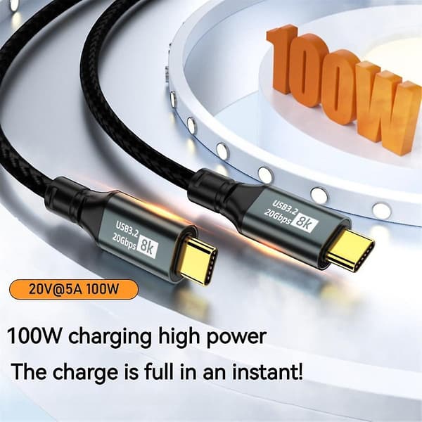 För Iphone15 Pro Usb3.2 20gbps Full Function 100w Snabbladdning Bekväm Bärbar 8k Gjutkabel,