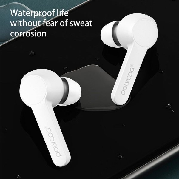 Trådlöst Tws Bluetooth Headset Binaural In-ear sportspel Super lång standby livslängd Brusreducering12x8x4cmVit