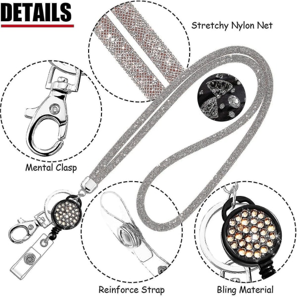 Kristallband med metallspänne och nyckelring, strasshalsband för kvinnor, ID och nyckelband