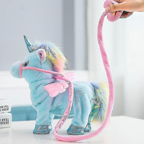 25 cm elektrisk enhörningsplyschleksak, vit