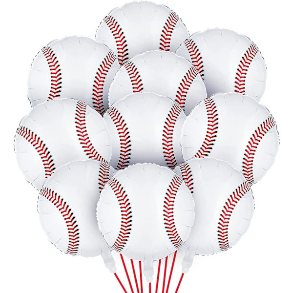 Baseball Balloner 18 tommer Folie Mylar Baseball Balloner Til Fødselsdagsfest Børnedåb Fødselsdagsfest Sportstema Fest Dekoration Forbrugsvarer (10 stk)