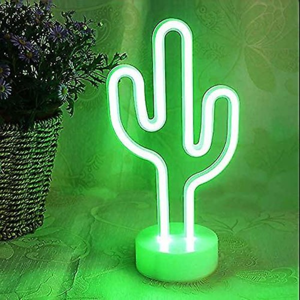 Vihreä Kaktus Neonlamput Led Sisävalaistus Akulla & USB Virralla Neonmerkki Itsenäinen Jalusta Neon Yöpöytälamput Lapsille Lastenhuoneeseen P
