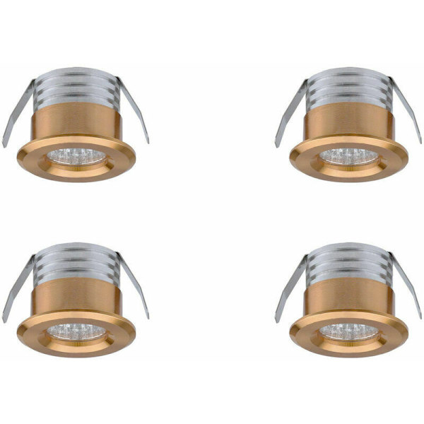 Set med 4 LED-infällda spotlights, 3 W, neutralt ljus guld