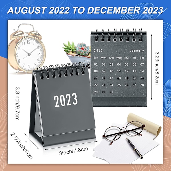 4 st Mini Skrivbords kalender 2022-2023 Augusti 2022 till Dec 2023 Liten Månads Skrivbords kalender 2023 Flip Stående Skrivbords kalender 2023 Dubbel Tråd Bindning Med