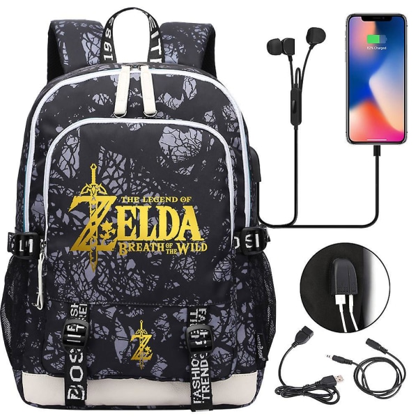 Zelda USB Port Laptop Ryggsäck för Skola & Resor: Bokväskor, Fläktar, Casual Computer Bag - Gift5