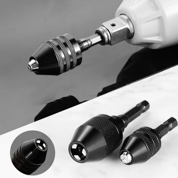 Vinkelskäfteborrbitadapter Mini-borrchuck Snabbkopplingsslagnyckeladapter Mikroelektrisk motorchuck 1 st svart 0,3-6,5 mm (platt skaft)