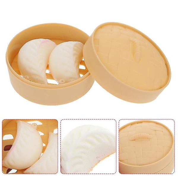 2-delat set falska dumpling steamer konstgjord dumpling steamer leksak falsk mat dekoration