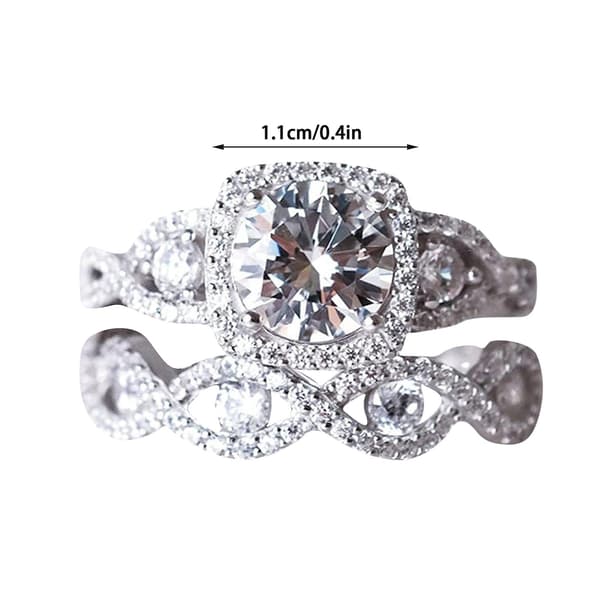 Hel diamant mikro-set par prinsessrund diamantset ring