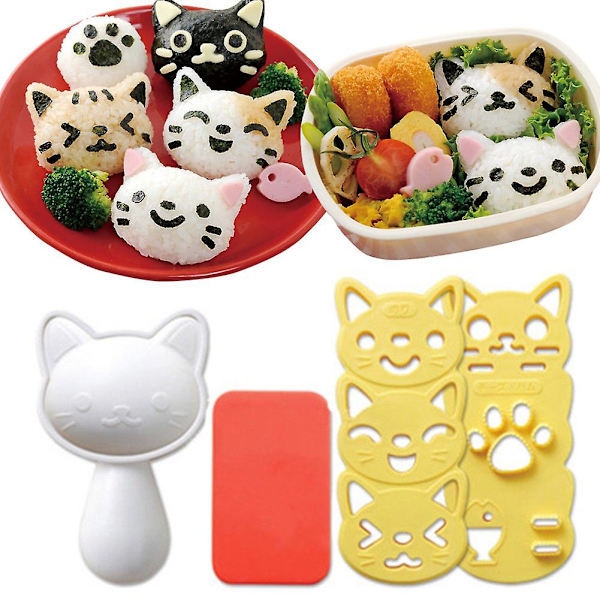 Risbollform Set Katt Söta Risbollform Sushiform Mönster Sushi Kök Risform Sandwich Diy Köksverktyg