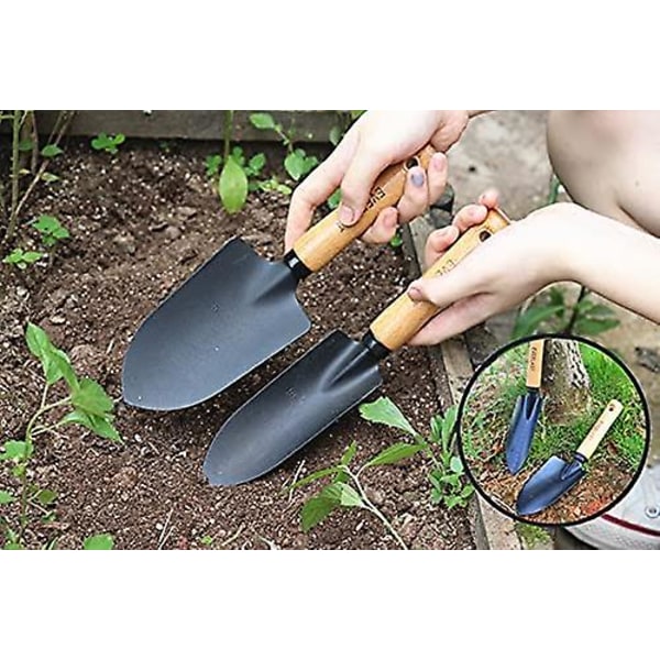 2-pack trädgårdsskyffel i rostfritt stål för barn, metall för hushållsgrävning för gräsmatta (svart)