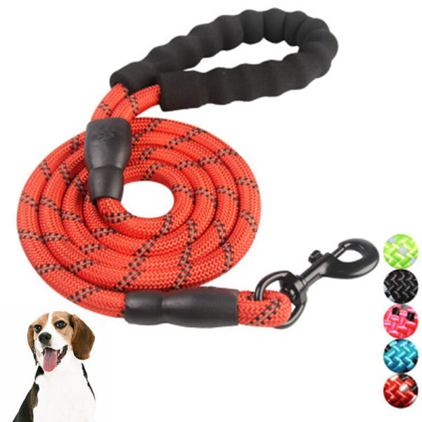 1,5 m hundetræningssnor med behageligt polstret håndtag og reflekterende træningssnor for sikkerhed om natten, velegnet til hunde i alle størrelser, orange
