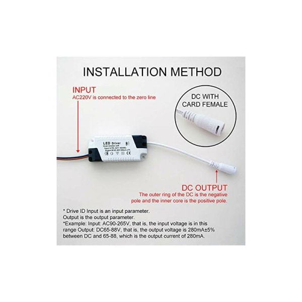 2x LED Driver, 18-24 W transformer til LED loftslampe, LED panel strømforsyning, DC-stik til LED loftslampe (18-24 W)