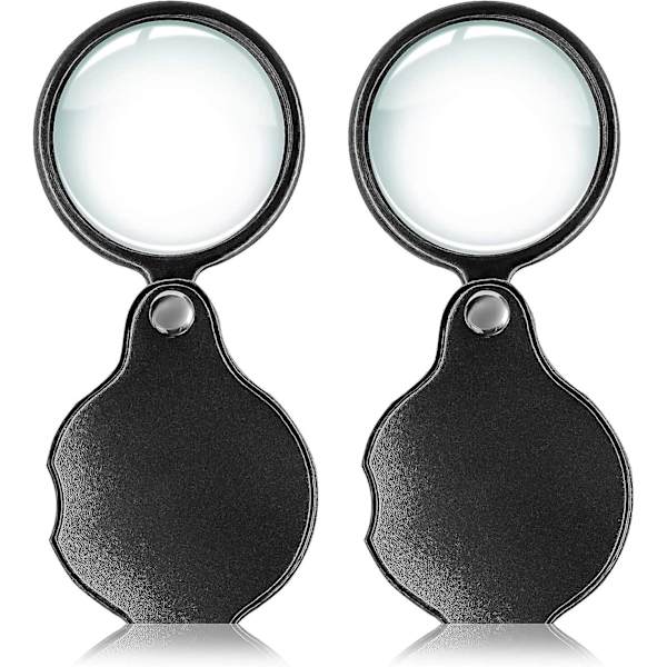 2 st 10x Liten Fickförstoringsglas Premium Fällbar Mini Förstoringsglas Med Roterande Skyddshölje, Används För Läsning, Vetenskap, Smycken, Hobbys