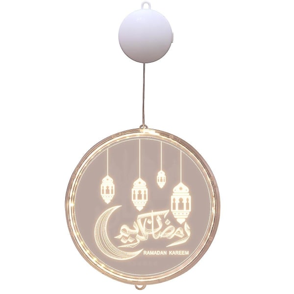 Eid Ramadan Fairy Lights,mubarak hemlampa dekor med sugkopp,månstjärnor Eid Mubarak hänglampa för Mubarak dekorStorlek 24cm