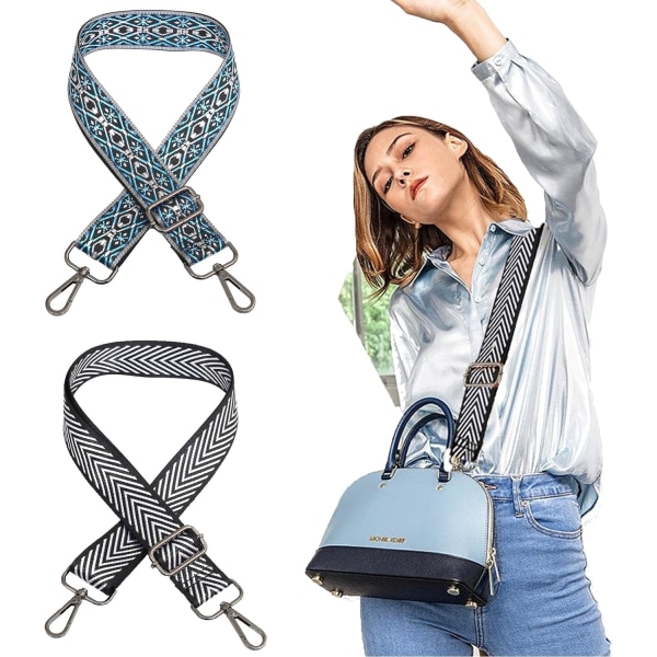2 st Boho justerbara axelremmar för väskor väskrem 80-140cm med karbinhake bred axelrem väska handtag axelrem för väskor