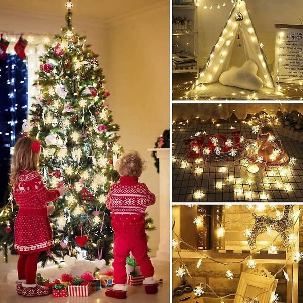Snöflinga Båge Och Byscen Bord Juldekoration, Trä, Vit
