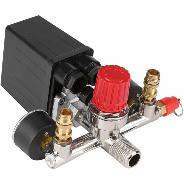 Luftkompressor trykkontakt kontrolventil 90-120 PSI med dobbelte regulatorer, maks. spænding 230V