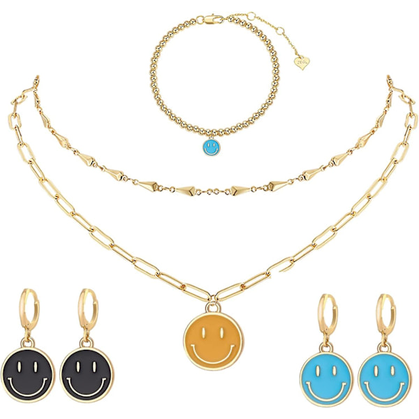 24 st Smiley Face-berlocker för smyckestillverkning, Färgglada Glad Ansikte-berlocker Blandade Söta Ting Legering Hängsmycken för DIY Halsband Armband Örhänge Nyckelring M