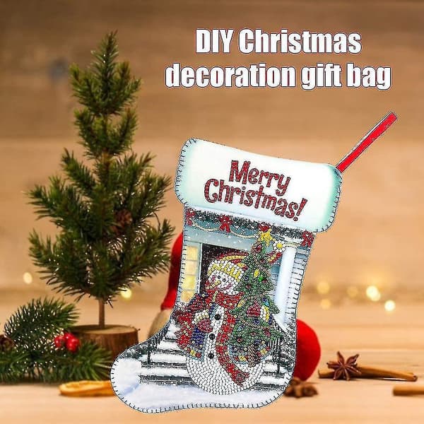 Jul DIY Present Diamantmålning Icke-vävd Tyg Prydnader Julgran Så (Snögubbe)