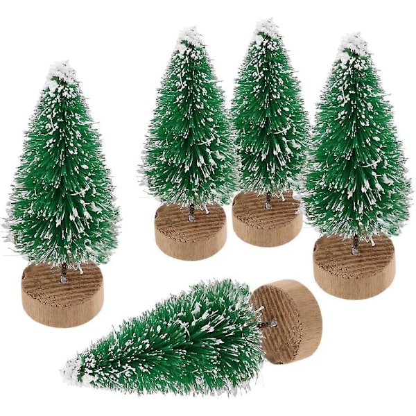 Gör-det-själv-set med 10 konstgjorda julgranar, miniatyrjulgranar, inomhusbordsdekoration (grön, höjd 4,5 cm)