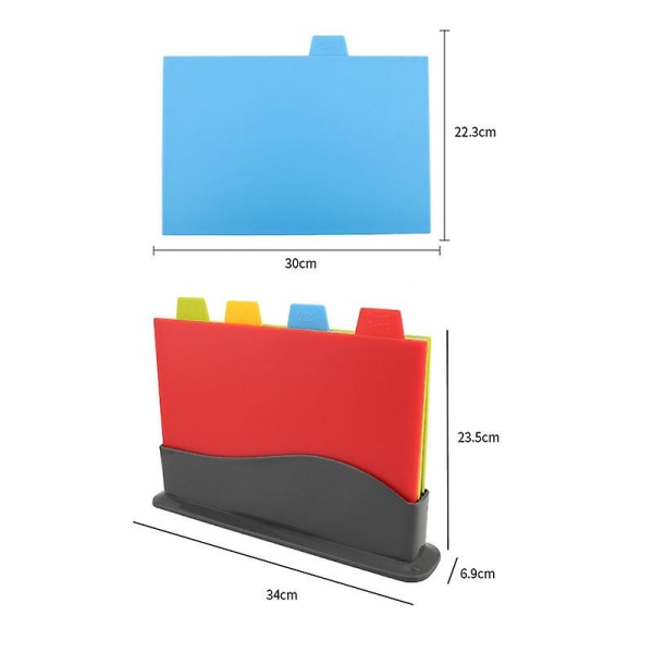 4 stycken/ set skärbräda halkfri PP-material skärbräda hushållsgrönsaker och fruktbräda matlagning