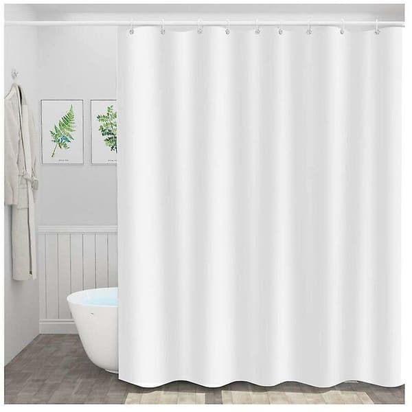 Duschdraperi Polyester Vattentätt Duschdraperi Vit 180 x 200 cm Tvättbart Textilduschdraperi