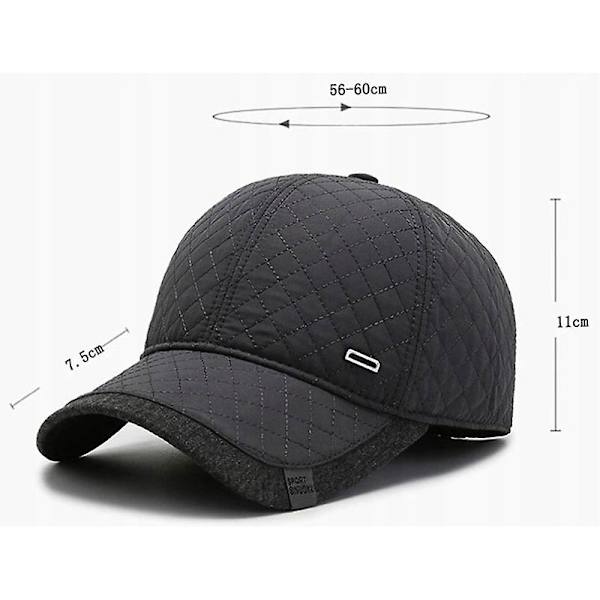 Vinter Tjock Baseball Cap för herr Varm öronkåpa, grå