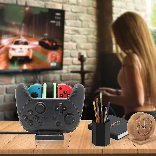 Ns Controller Laddare Snabbladdningsdocka För Nintendo Switch Joypads Och Pro Controllers Med Led-lampor Inkluderar Usb-kabel