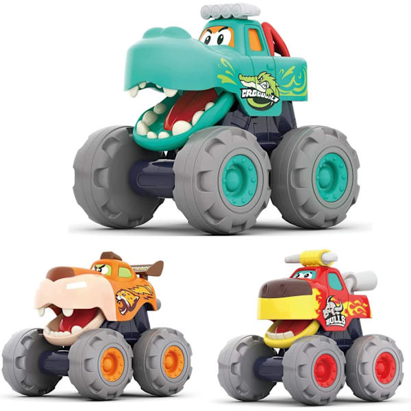 3 st Monster Truck Friktions Dynamisk Inertial Bil Leksaker Tre stycken