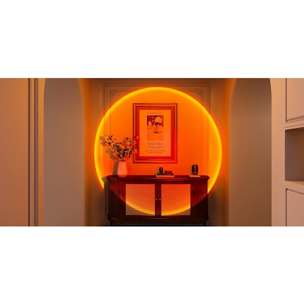 Solnedgang Lampe Projeksjon Led Lys For Soverom Måne Nattlys Sol Soloppgang Metall Sollys Lampe 10w Lamper Romdekor Julegaver Til Kvinner, Svart