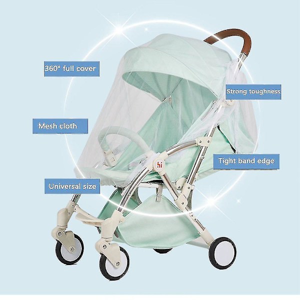 Barnvagnsnät, Universal Myggfluga Bug Insektsnät Cover för Sittvagn Buggy Bärsäng Säng Barnvagn Bassinet Basket-4