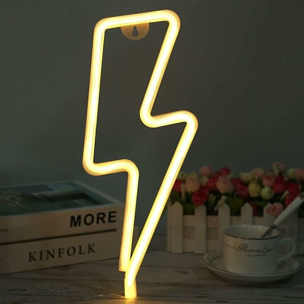 Neon Lightning Neon Light LED-skyltform Ljus Väggdekor för födelsedagsfest dekoration Bröllop Julbelysning Vardagsrum (varm vit)