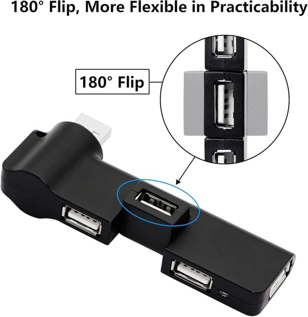 180° svängbar USB 2.0-hubb förlängare
