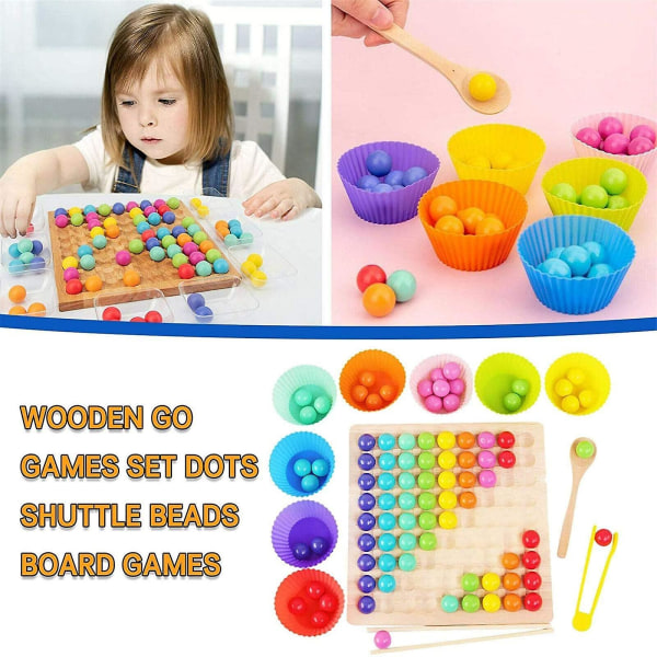 Färgrad,trä Clip Bead Game, Brädspel, Roligt Rainbow Clip Bead Pussel Tidig utbildning Pedagogiskt läromedel för barn