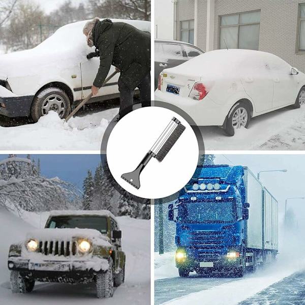 2-i-1 bilrengöringsborste piska isskrapa bil isskrapa infällbar piska isskrapa och snöborste för bilar lastbilar och SUV:ar T-Audace (Silver)