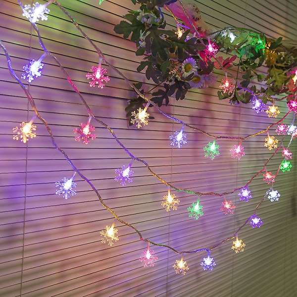 [ 8 tilstande ] Julelys Dekoration, 19,7 Ft 40 Led Snefnug Fe Lyskæde Fjernbetjening Usb Opladning Soveværelse Værelse Have Fest Hjem Jul Tr