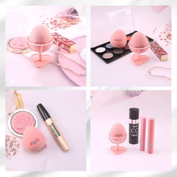 2-pack rosa sminkhållare Skönhetssvamphållare Sminkpulverpufftorkbehållare (utan skönhetsägg)-1