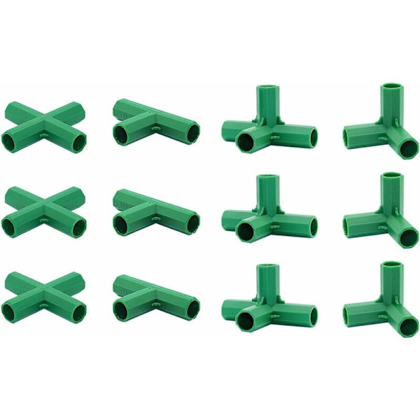 12 stk. 16mm 4 typer robuste drivhusrammeforbindelser