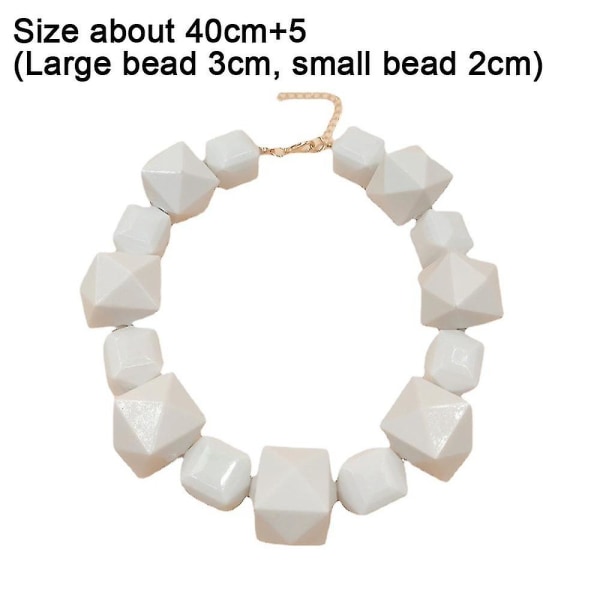 Geometriska akryltillbehör, stora pärlor oregelbundna halsband Nyckelbenskedja-26