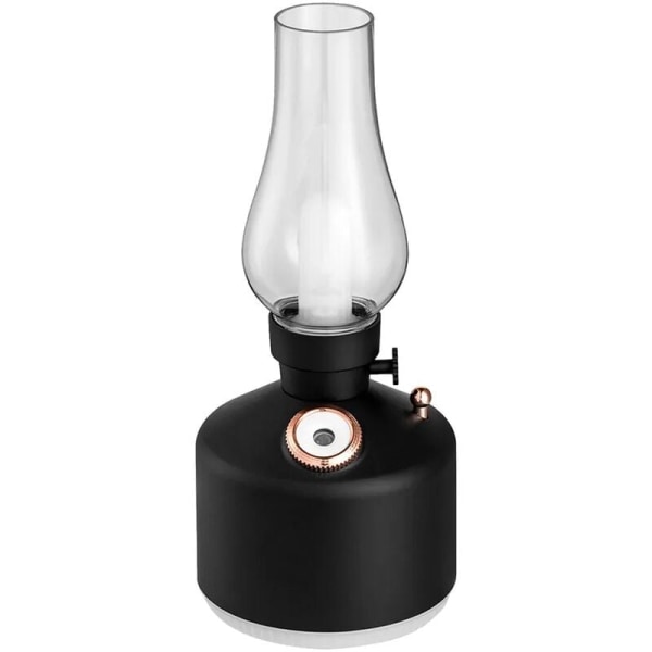 280ml Kerosene Lamp Shaped Humidifier with 7 USB Light Colors, Cold Mist Humidifier, Tabletop Humidifier, Stepless Dimming, 2 Spray Modes, Humidifier