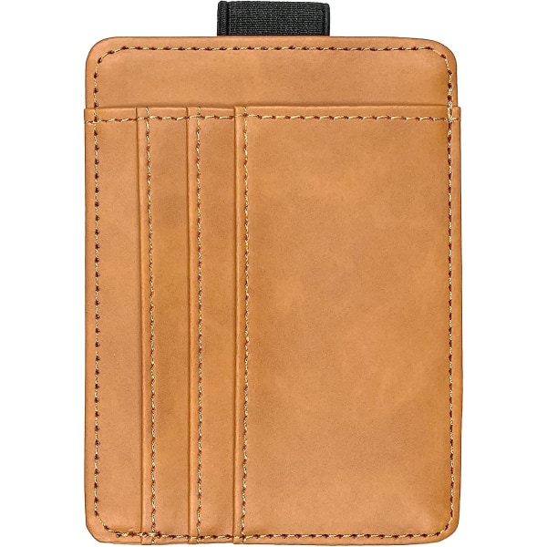 Kreditkortshållare, skyddande läderplånbok med sedelfack, ID-hållare med 6 kortfack brun