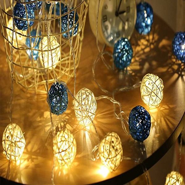 Ljusslinga 20 LED-lampor 4 m batteridriven för jul, sovrum, fest, bröllop, trädgård DIY. (Blå och vit) (Blå + vit)